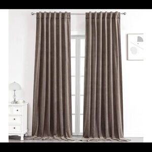 Taupe velvet 90”L curtains (2 panels)